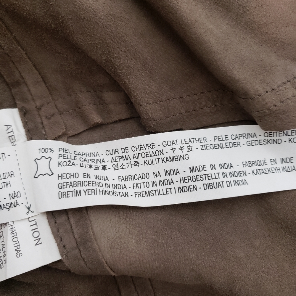 EUC Zara open-front draped and belted jacket 100% goat suede leather - Picture 14 of 15